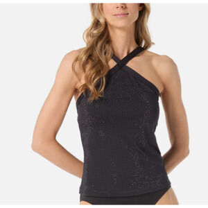 Bleu by Rod Beattie Women's Pulling Strings Shirred Tankini Black Size 4 15151